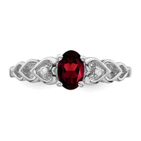 Sterling Silver Rhodium-plated Garnet & Diam. Ring
