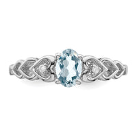 Sterling Silver Rhodium-plated Aquamarine & Diam. Ring