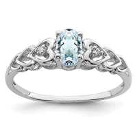 Sterling Silver Rhodium-plated Aquamarine & Diam. Ring