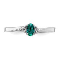 Sterling Silver Rhod-plated Created Alexandrite/Diamond Birthstone Ring