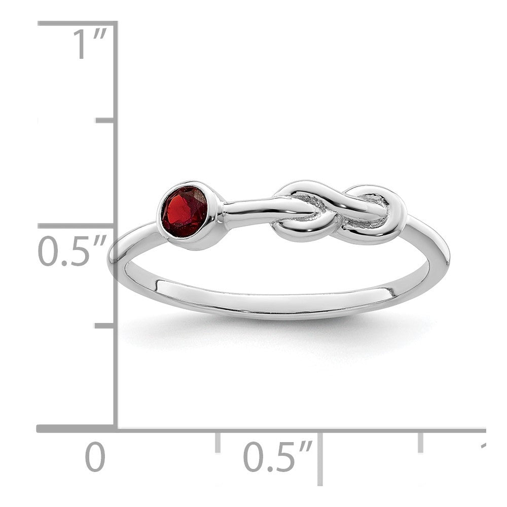 Sterling Silver Rhodium-plated Polished Infinity Garnet Ring