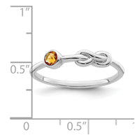 Sterling Silver Rhodium-plated Polished Infinity Citrine Ring