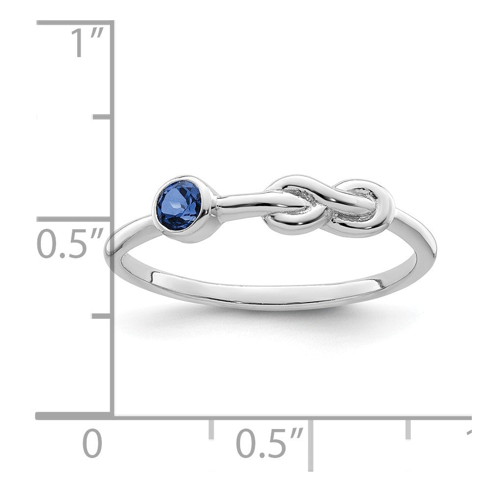 Sterling Silver Rhodium-plated Polished Infinity Lab Created Sapphire Ring