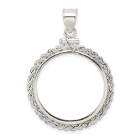 Sterling Silver 26.4 x 1.8mm Susan B. Anthony Screw Top Coin Rope Pol Bezel