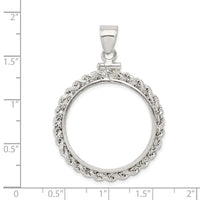 Sterling Silver 26.4 x 1.8mm Susan B. Anthony Screw Top Coin Rope Pol Bezel