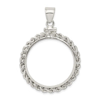 Sterling Silver 26.4 x 1.8mm Susan B. Anthony Screw Top Coin Rope Pol Bezel