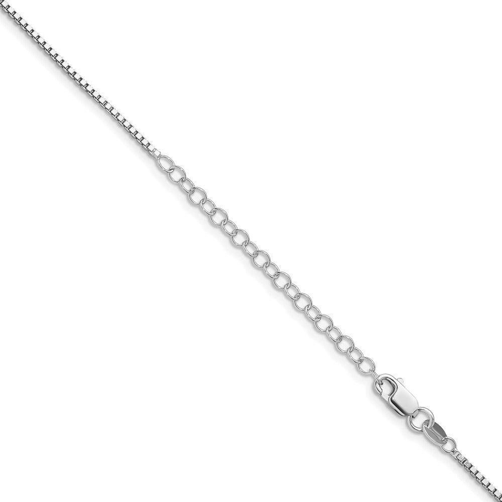 Sterling Silver Rhodium-plated 1.4mm Box Chain w/2in ext.