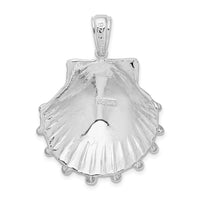 Sterling Silver Rhod-plated Polished/Textured Lions Paw Shell Pendant