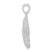 Sterling Silver Rhodium-plated Polished/Textured Starfish Pendant
