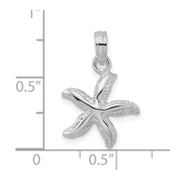 Sterling Silver Rhodium-plated Polished/Textured Small Starfish Pendant