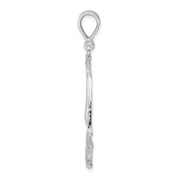 Sterling Silver Rhod-plated Polished/Textured Sailboat on Water Pendant
