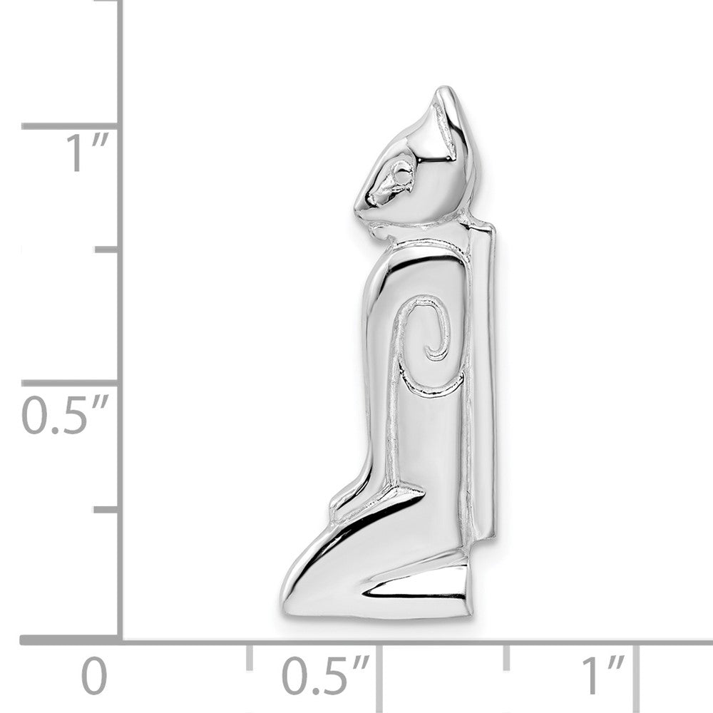 Sterling Silver Rhodium-plated Polished Marco Island Cat Slide