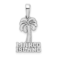 Sterling Silver Rhodium-plated Polished Marco Island Palm Tree Pendant