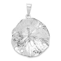 Sterling Silver Rhod-plated Polished/Textured Beveled Sand Dollar Pendant