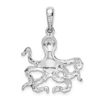 Sterling Silver Rhodium-plated Polished Octopus Pendant