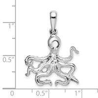 Sterling Silver Rhodium-plated Polished Octopus Pendant