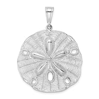 Sterling Silver Rhodium-plated Polished/Textured Sand Dollar Pendant