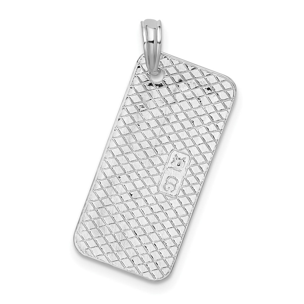 Sterling Silver Polish/Texture Ocean City MD License Plate Pendant