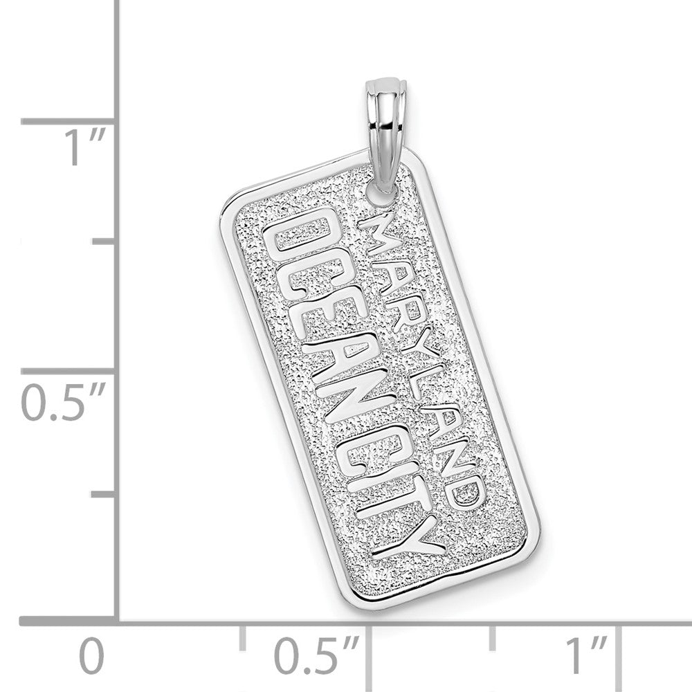 Sterling Silver Polish/Texture Ocean City MD License Plate Pendant