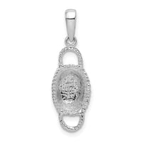 Sterling Silver Rhod-plated Polished 3D Double Handle Basket Pendant