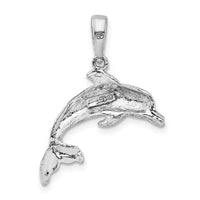 Sterling Silver Rhodium-plated Polished Dolphin Pendant