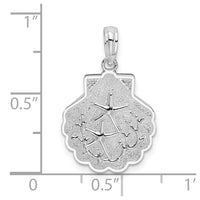 Sterling Silver Rhod-plated Polished/Textured Shell w/Starfish Pendant