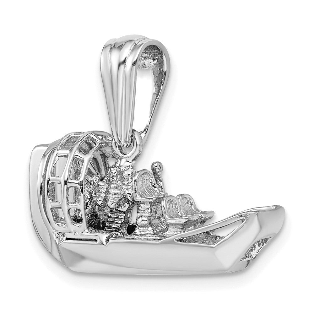 Sterling Silver Rhodium-plated Polished 3D Air Boat Pendant