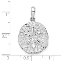 Sterling Silver Rhodium-plated Polished/Textured Sand Dollar Pendant