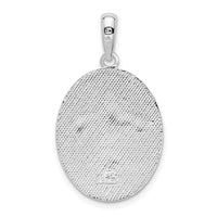 Sterling Silver Rhod-plated Polished/Textured Fleur de Lis Oval Pendant