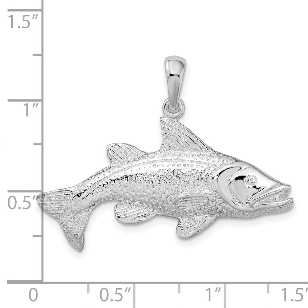 Sterling Silver Rhodium-plated Polished Red Fish Pendant