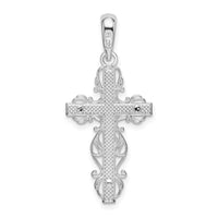 Sterling Silver Rhodium-plated Polished Lace Trim Crucifix Pendant