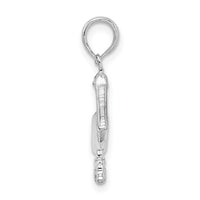 Sterling Silver Rhodium-plated Polished 3D Pelican Pendant