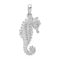 Sterling Silver Rhodium-plated Polished 3D Sea Horse Pendant
