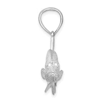 Sterling Silver Rhodium-plated Polished 3D Snook Fish Pendant