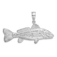 Sterling Silver Rhodium-plated Polished 3D Red Fish Pendant