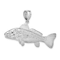 Sterling Silver Rhodium-plated Polished 3D Red Fish Pendant