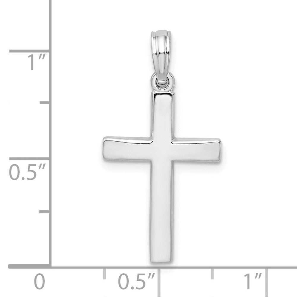Sterling Silver Rhodium-plated Beveled Latin Cross Pendant