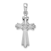 Sterling Silver Rhodium-plated w/X-Center Budded Cross Pendant