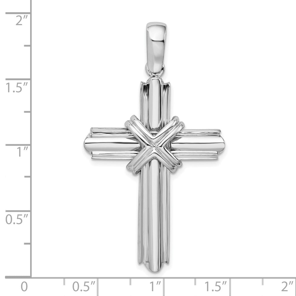 Sterling Silver Small Rounded X-Center w/Frame Cross Pendant