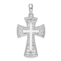Sterling Silver Rhodium-plated Fancy Heart Design Cross Pendant