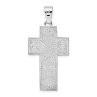 Sterling Silver Rhodium-plated Rope Edge Latin Cross Pendant