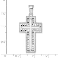 Sterling Silver Rhodium-plated Rope Edge Latin Cross Pendant