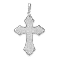 Sterling Silver Rhod-plated Fleur de Lis w/Poem on Reverse Cross Pendant