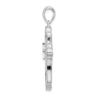 Sterling Silver Rhodium-plated Diamond-cut Fleur de Lis Cross Pendant