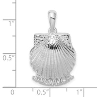 Sterling Silver Rhodium-plated Polished Jamaica Scallop Shell Pendant