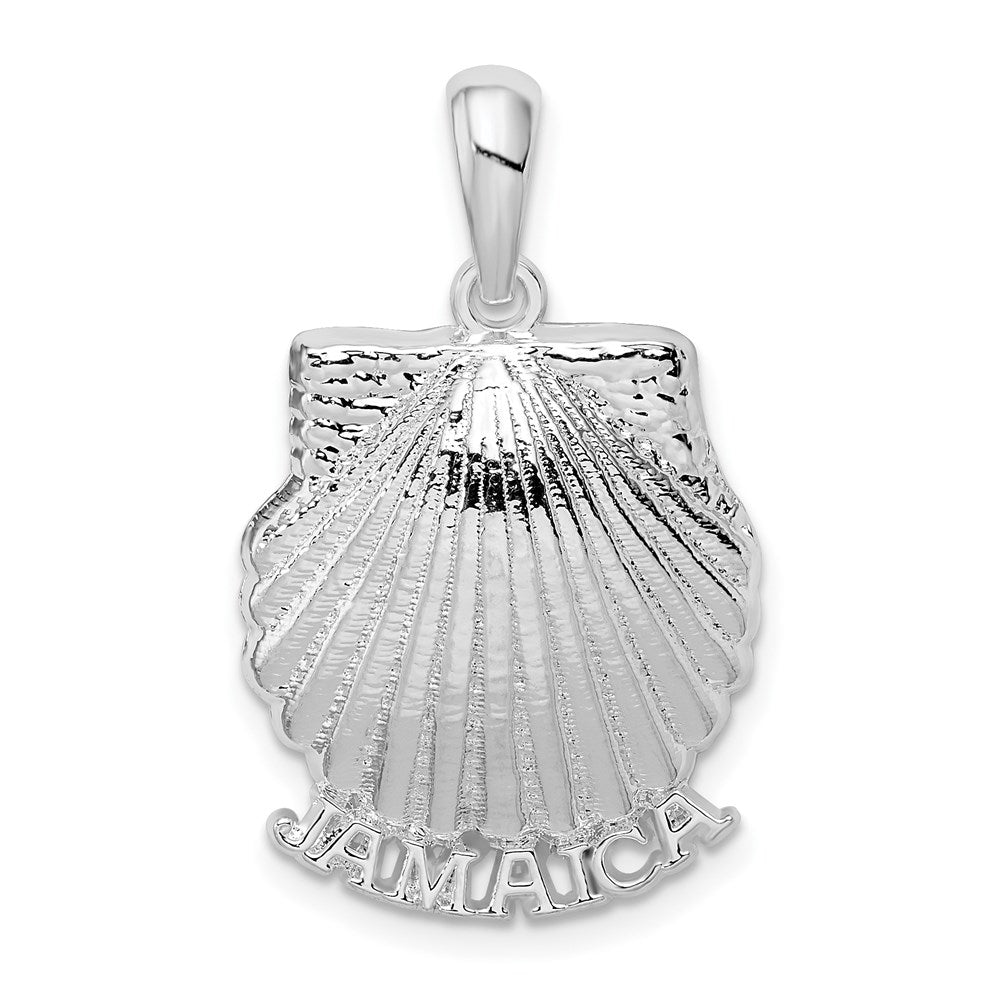 Sterling Silver Rhodium-plated Polished Jamaica Scallop Shell Pendant