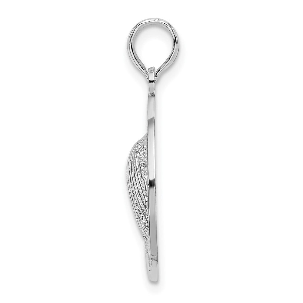 Sterling Silver Rhodium-plated Jamaica Round Circle w/Shell Pendant