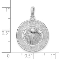 Sterling Silver Rhodium-plated Jamaica Round Circle w/Shell Pendant