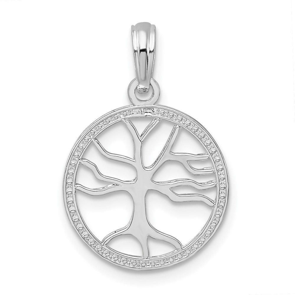Sterling Silver Polished Cut-out Tree of Life Pendant