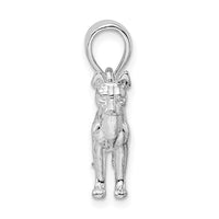 Sterling Silver Rhodium-plated Textured 3D Basenji Dog Pendant